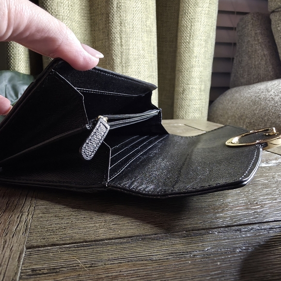 Michael Kors Black Leather MK Logo Wallet Clutch - Picture 9 of 10